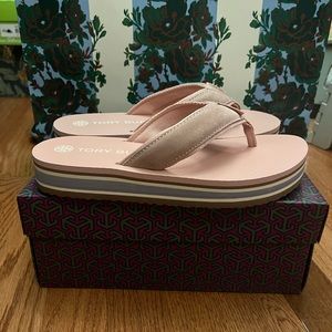 Tory Burch 70s Flatform Flip Flop,mallow/blancmange/lavender , BNIB